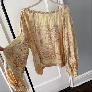 Free People Long Sleeve Backless Topped